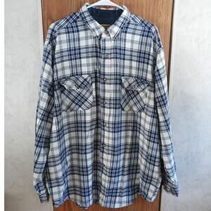 Vintage 90s Northwest Blue Heavy Cotton Flannel Shirt 90s Workwear Dadcore XL